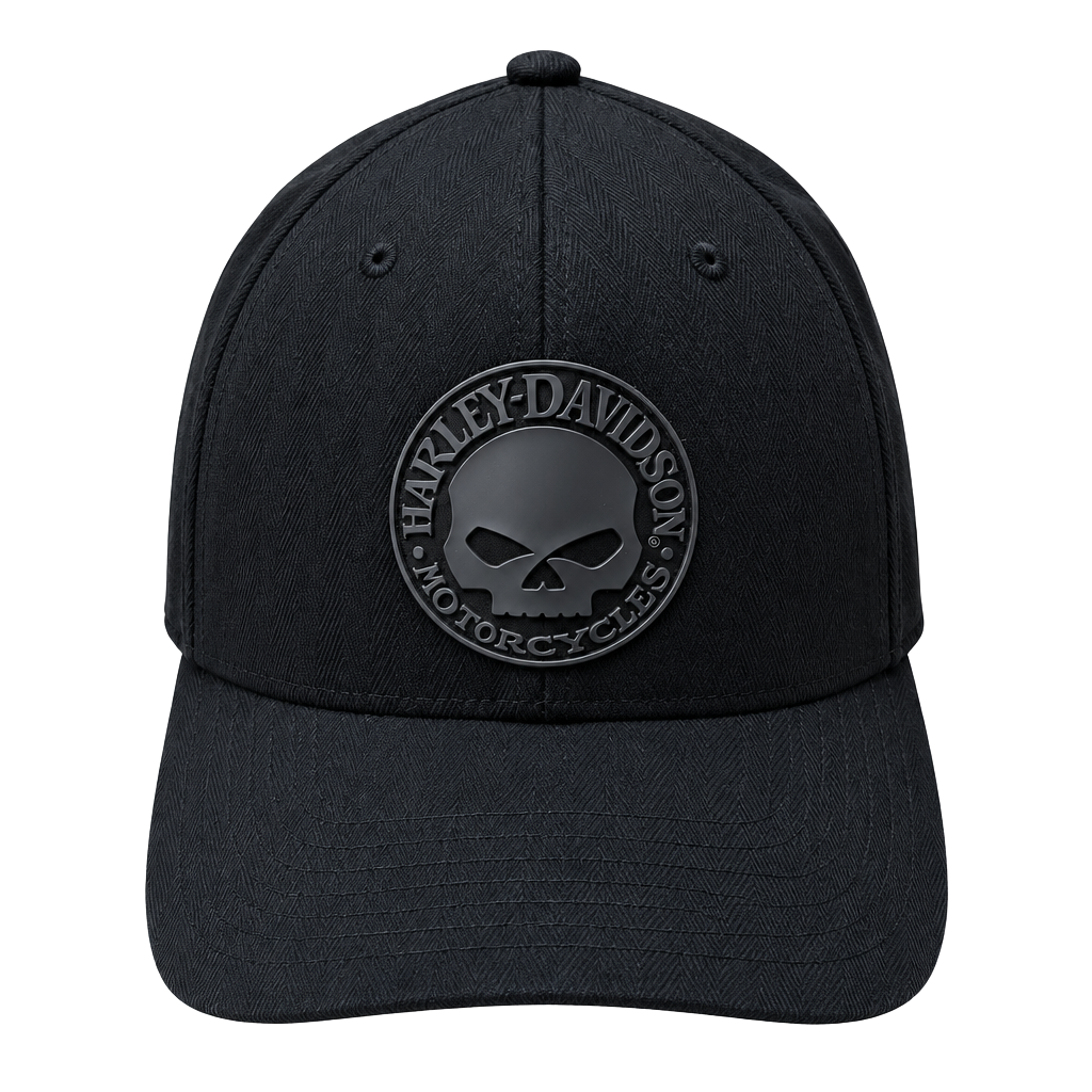 Harley-Davidson Flexfit Hat Size L/XL Black Skull Logo Cap 1