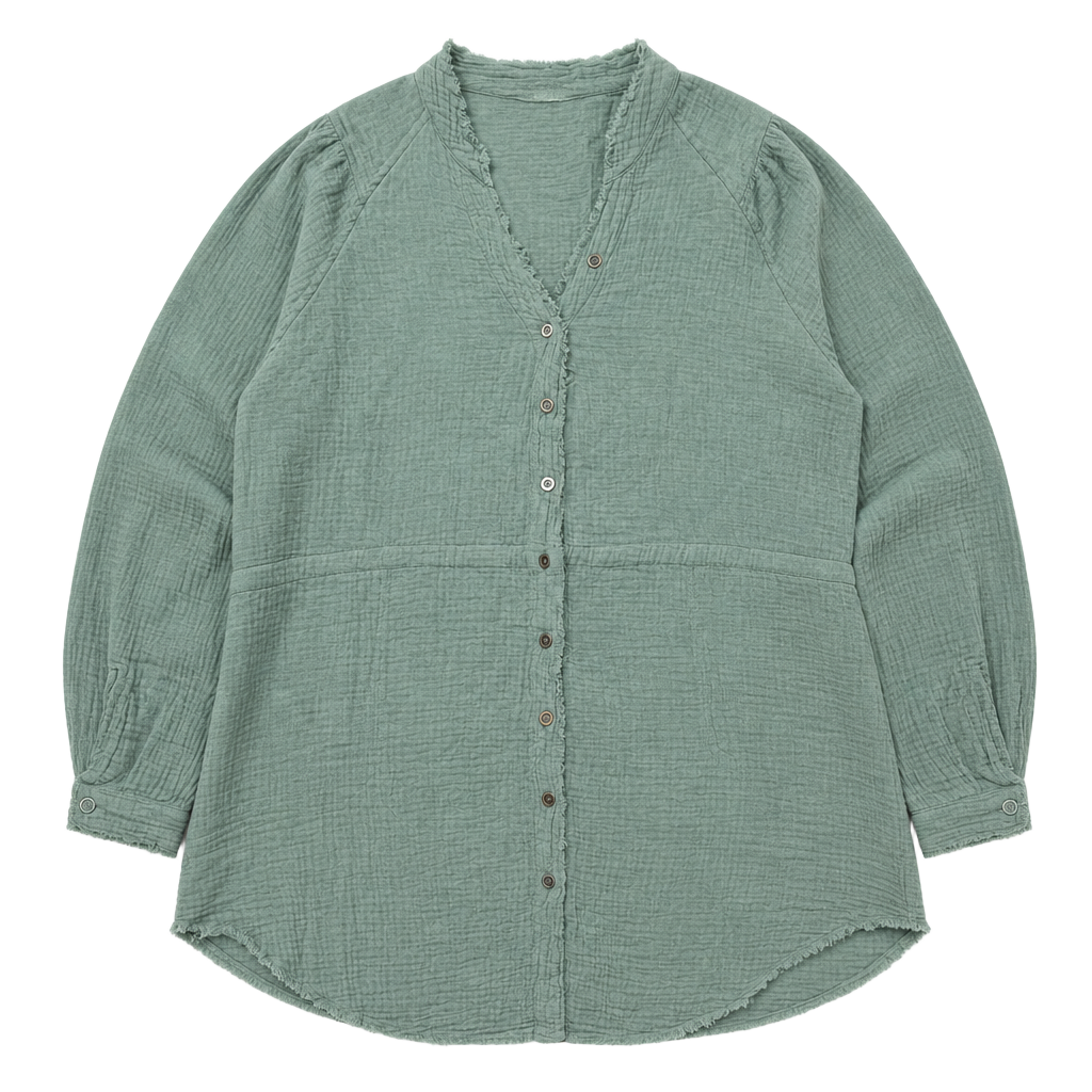 Urban Daizy Green Gauze Long Sleeve Button Down Shirt Size S 1