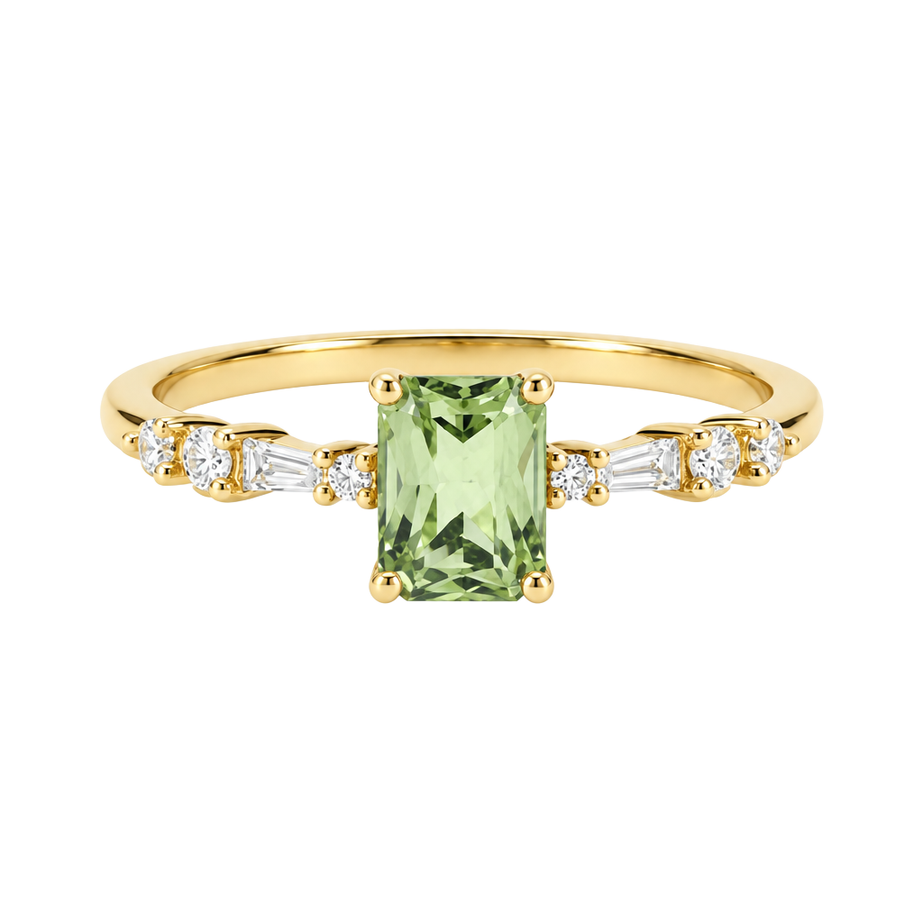 Oomiay Kombucha Gold Green Gemstone Ring #0310 1