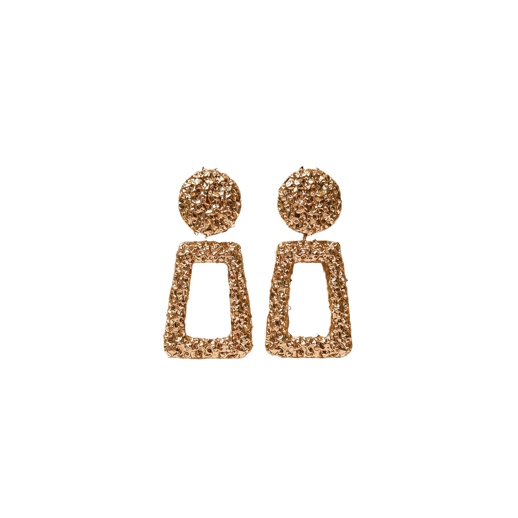 Textured Gold Geometric Earrings #0302 1