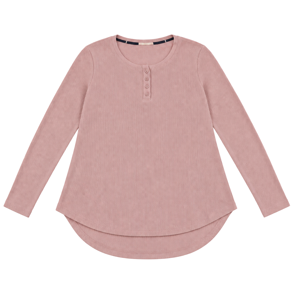 Eddie Bauer Long Sleeve Thermal Henley Pink 1