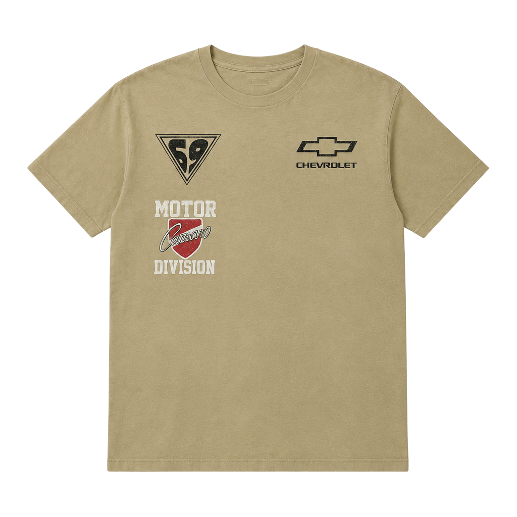 Chemistry Chevrolet Camaro Graphic T-Shirt Size M Tan Cotton 1