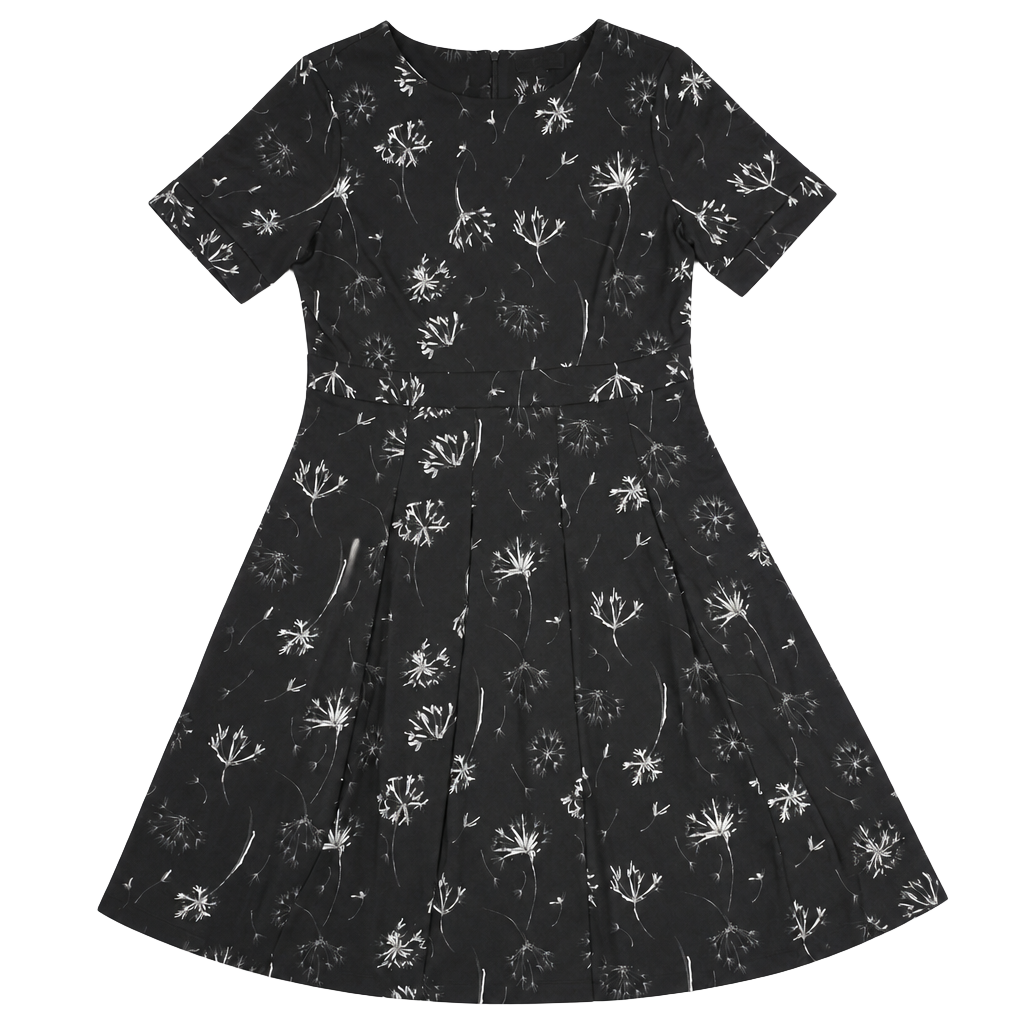 RJR John Rocha Black and White Floral Dandelion Print Fit & Flare Dress 1