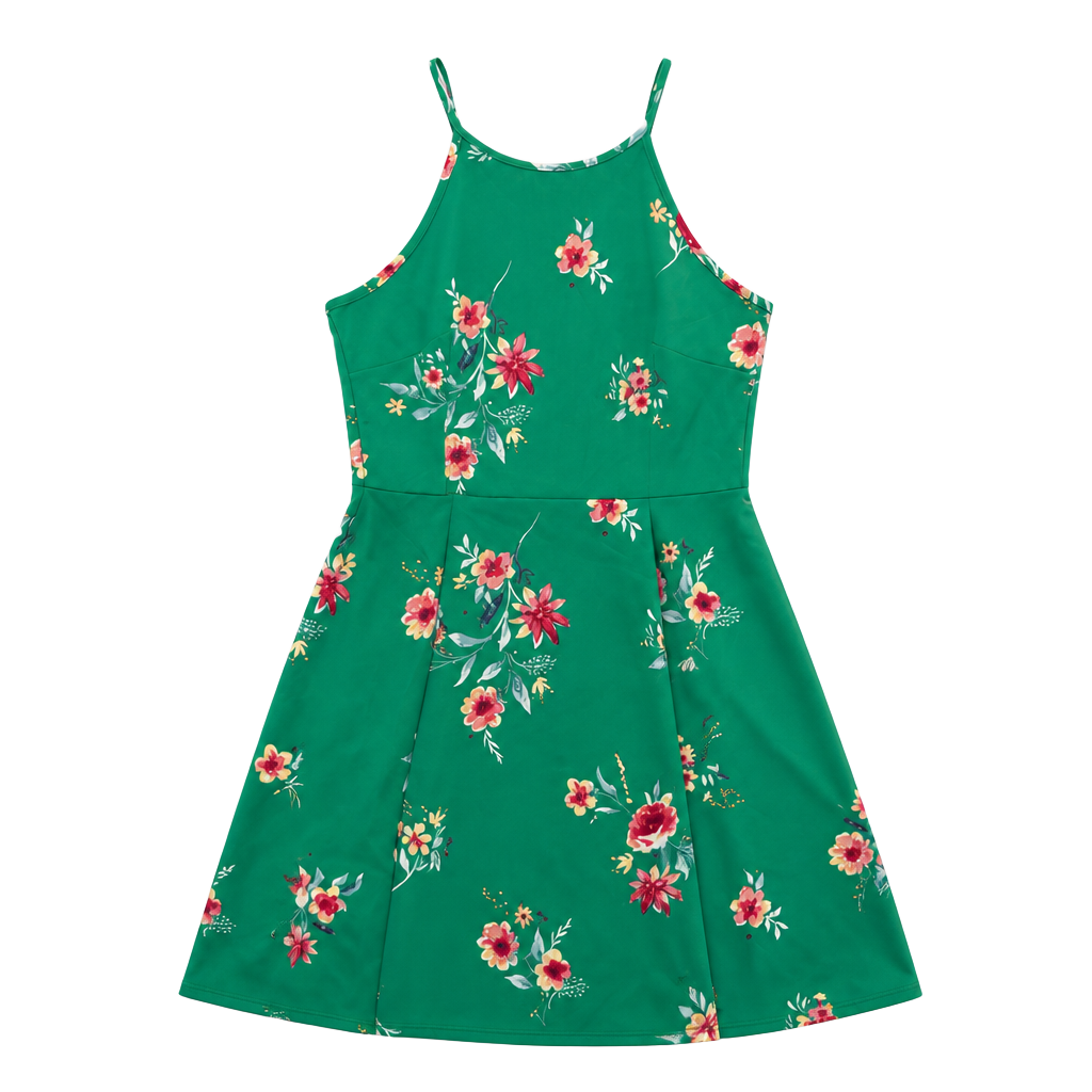 Soprano Halter Dress Size M Green Floral 1
