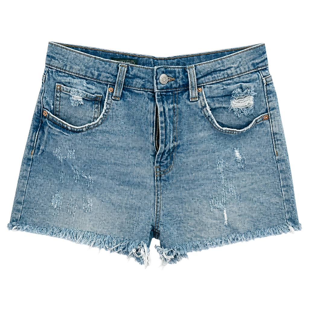 Wild Fable Denim Shorts Size 6 Blue Distressed Raw Hem 1