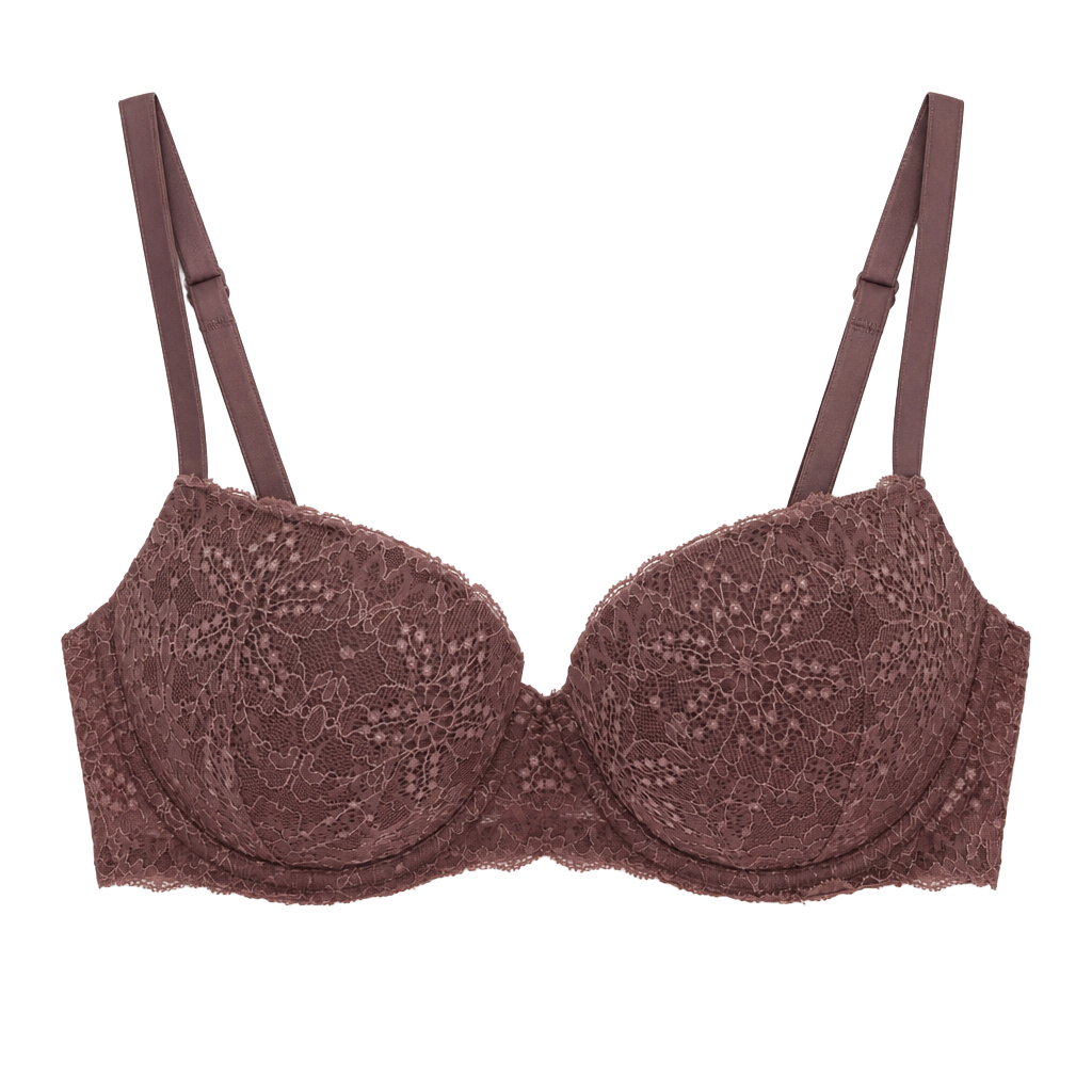 PINK Victoria's Secret Push-Up Bra Size 34D Mauve Lace 1
