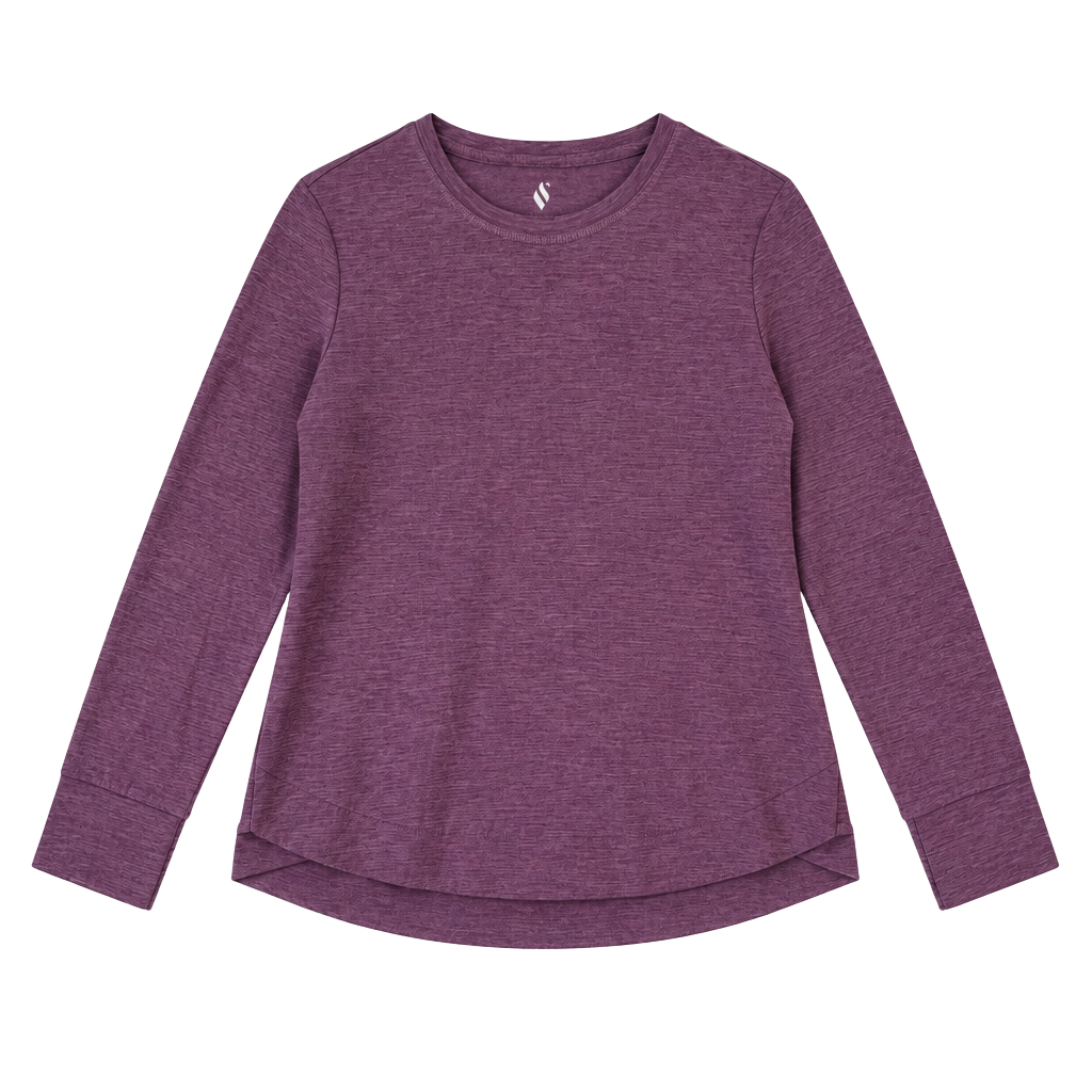 Skechers Los Angeles Long Sleeve Tunic Top Size S Purple Heathered Active Shirt 1