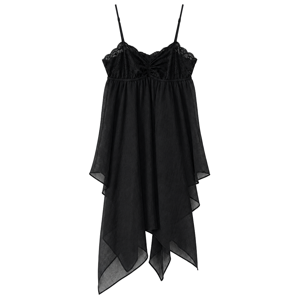 Out From Under Black Lace Asymmetrical Hem Slip Dress Size 12 1
