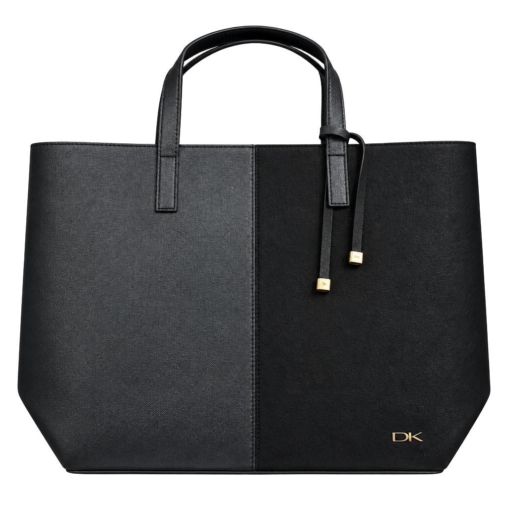 Donna Karan Black Two Tone Leather Suede Tote Bag 1