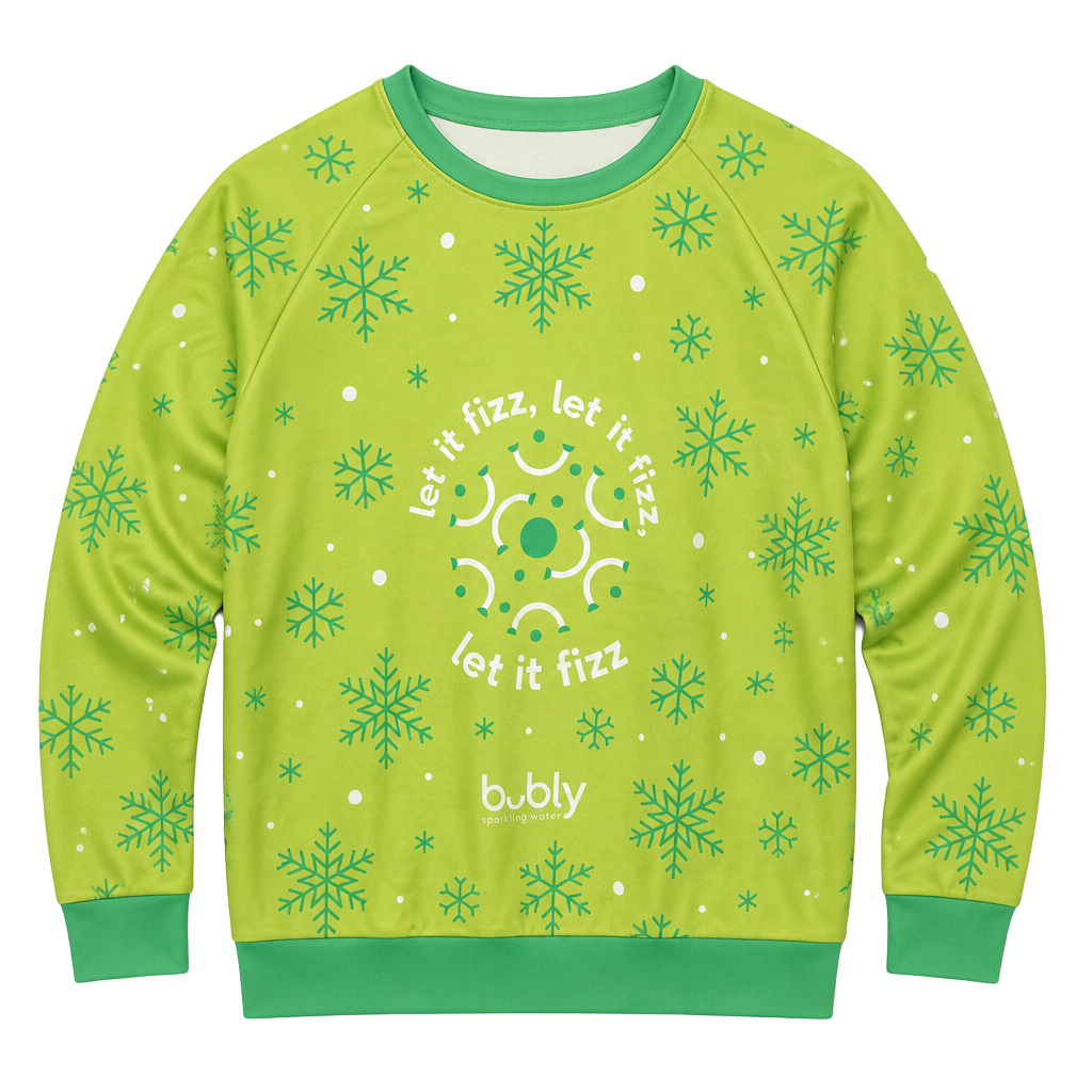 Bubly Sparkling Water Let It Fizz Snowflake Christmas Pullover Sweatshirt 1