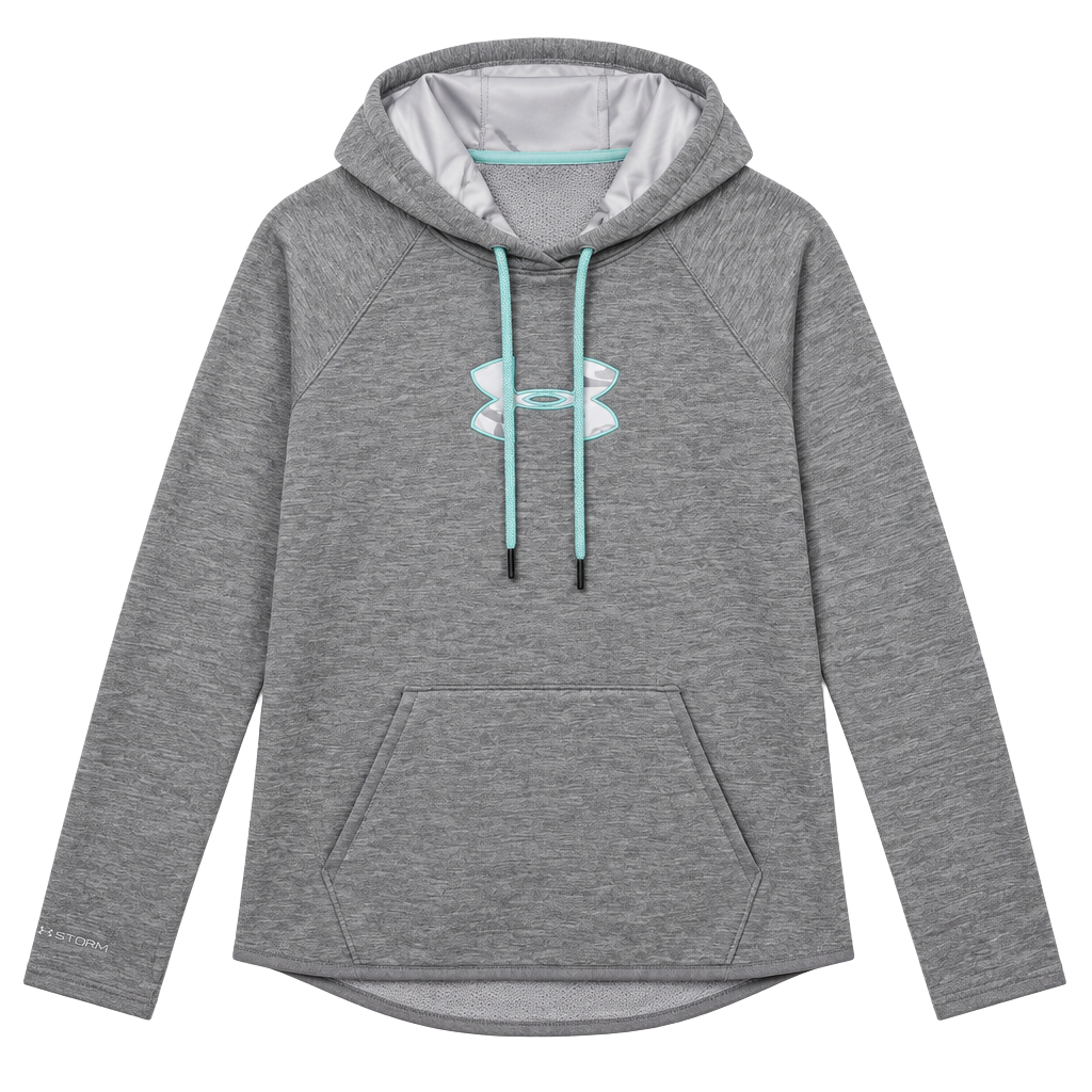 Under Armour ColdGear Hoodie Size Large Gray Camo Pullover 1