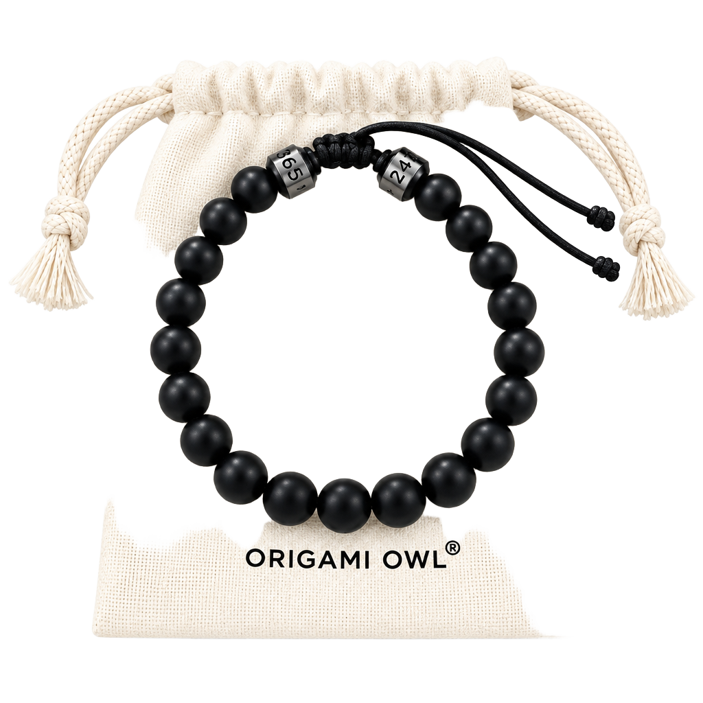 Origami Owl 24.7.365 Matte Black Bead Bracelet New 1