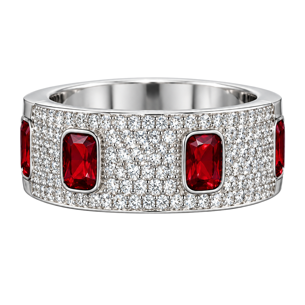 Siam Crystal Pave Ring Size 9 Silver-Tone 1