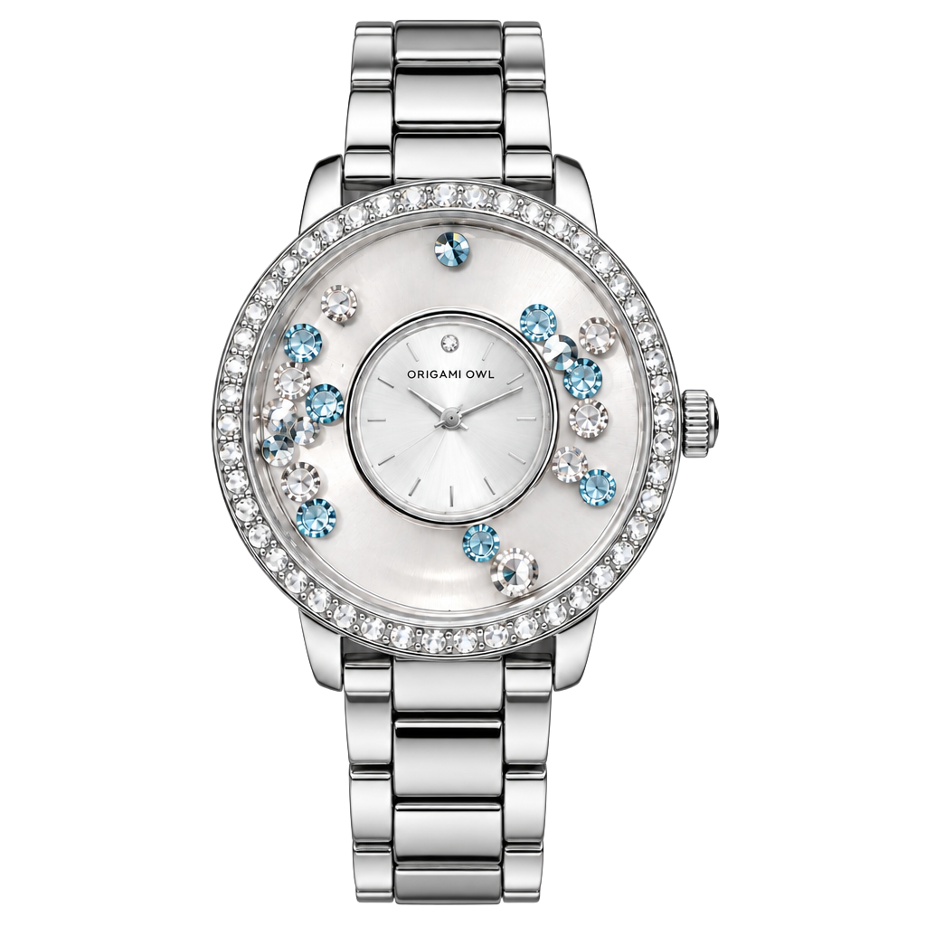 Origami Owl Crystal Floating Locket Watch Silver-Tone 1