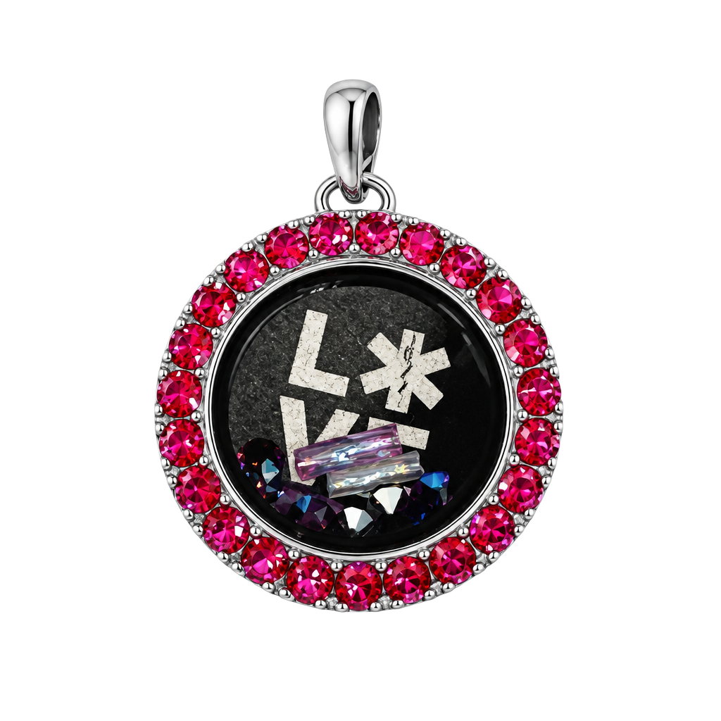 Origami Owl Medium Locket with Black “Love” Plate and Stardust Crystals 1