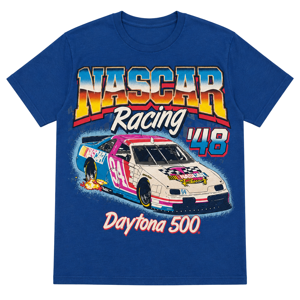 NASCAR Racing Daytona 500 T-Shirt Size L Blue Graphic Tee 1