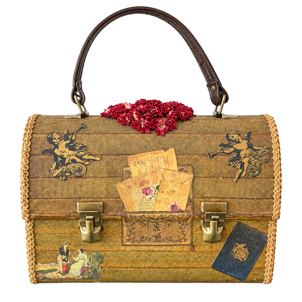 Vintage Anton Pieck Decoupage Art Wooden Box Purse 1