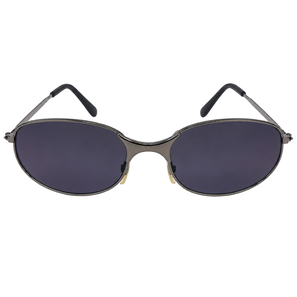 Vintage “Oakley style” Sunglasses Pewter Frame Black Lenses 1