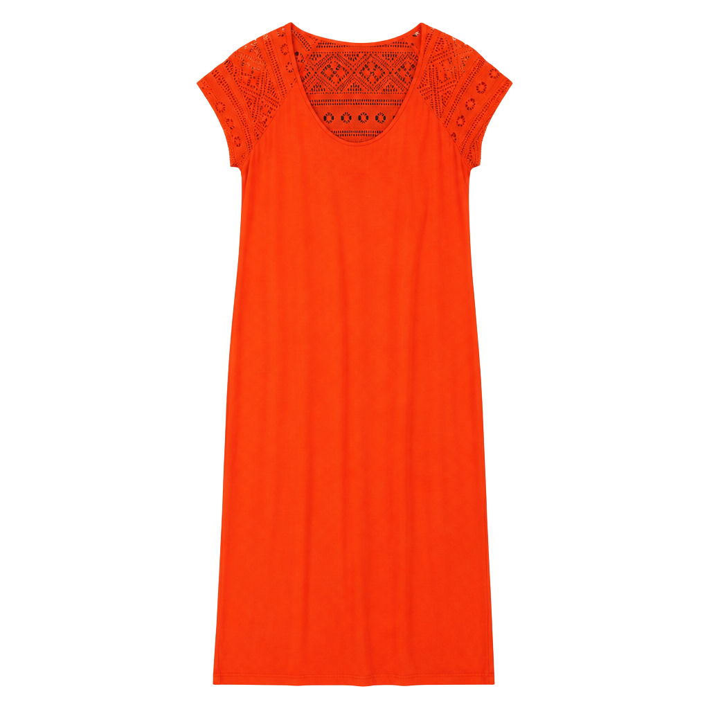 Bobbie Brooks Orange Crochet Lace Yoke Maxi Dress 1