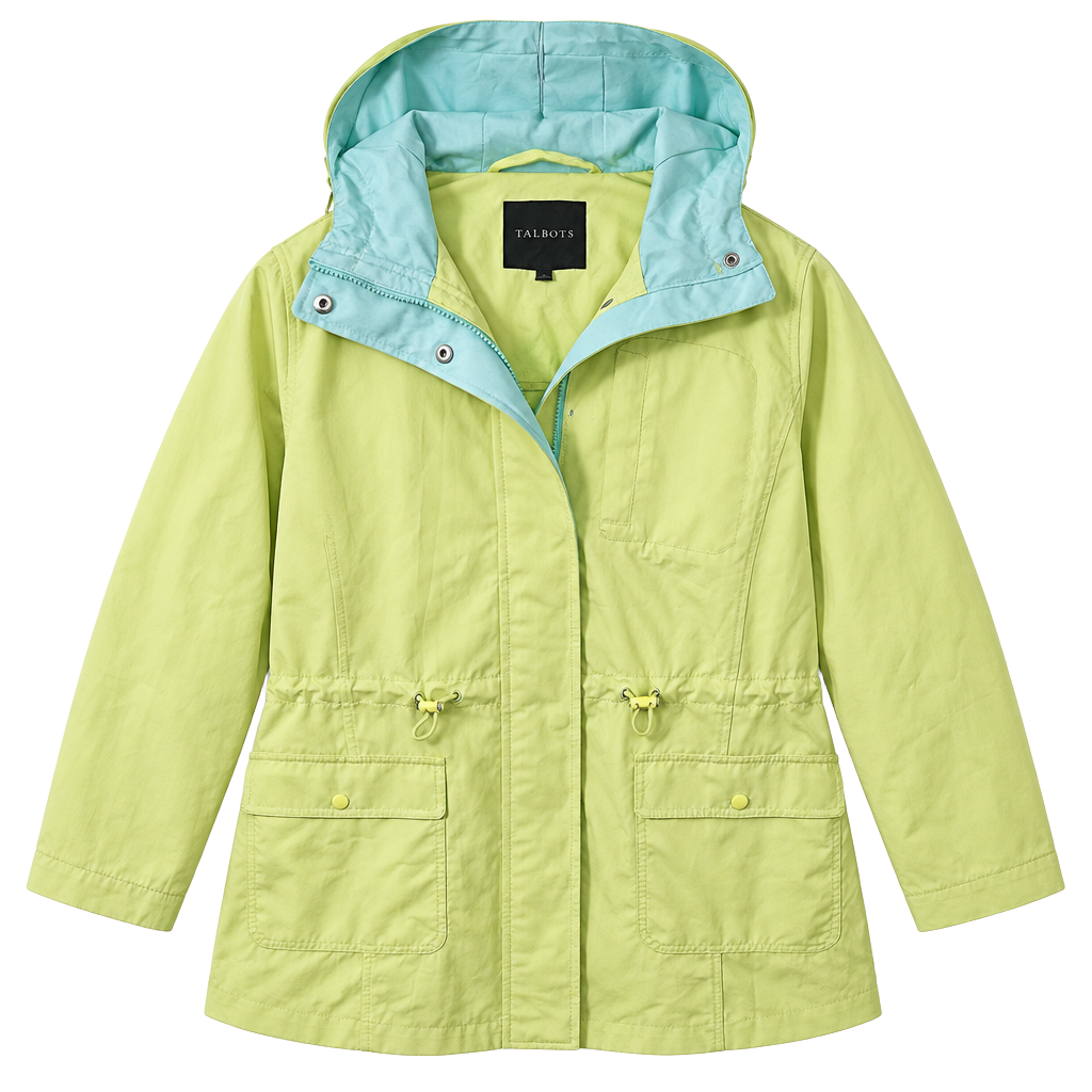 Talbots Plus Water-Resistant Hooded Jacket Size 1X Yellow 1