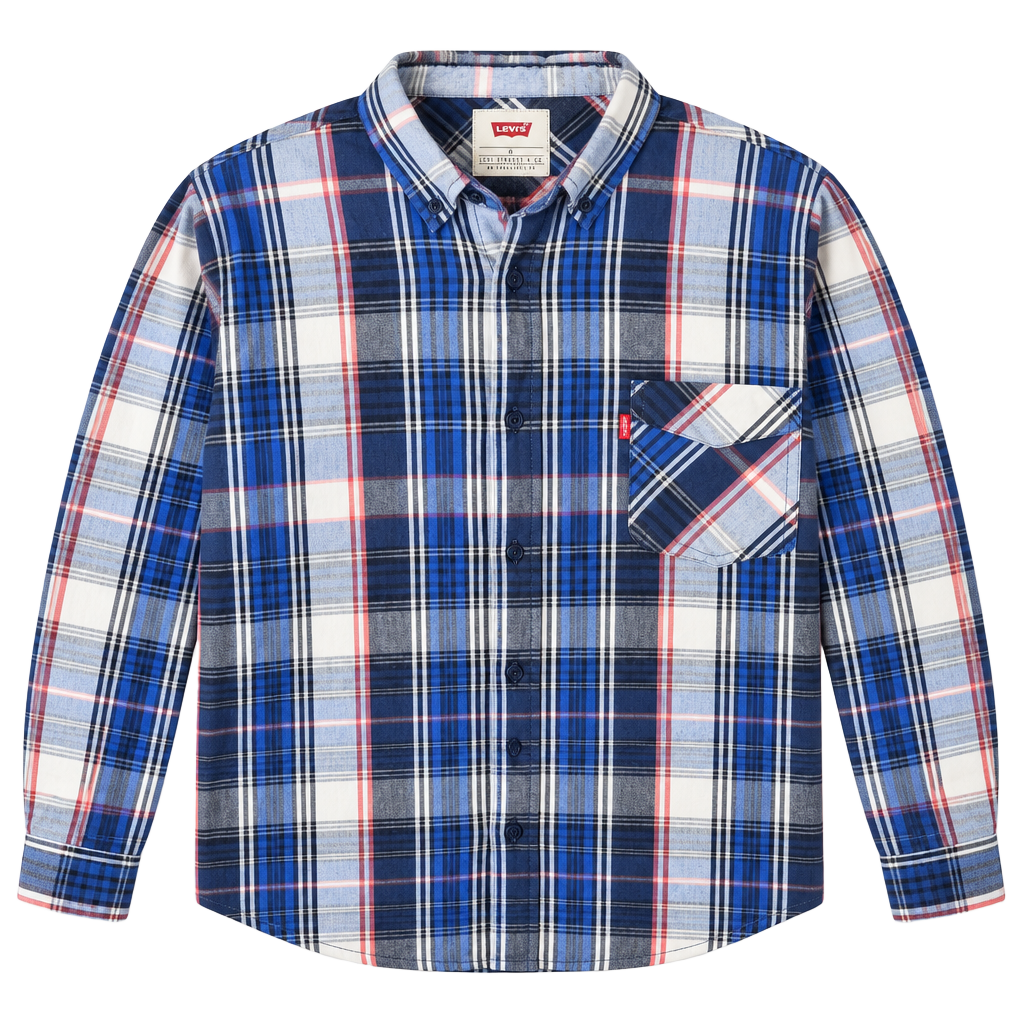 Levi's Long Sleeve Button Up Plaid Shirt Size XL Blue 1
