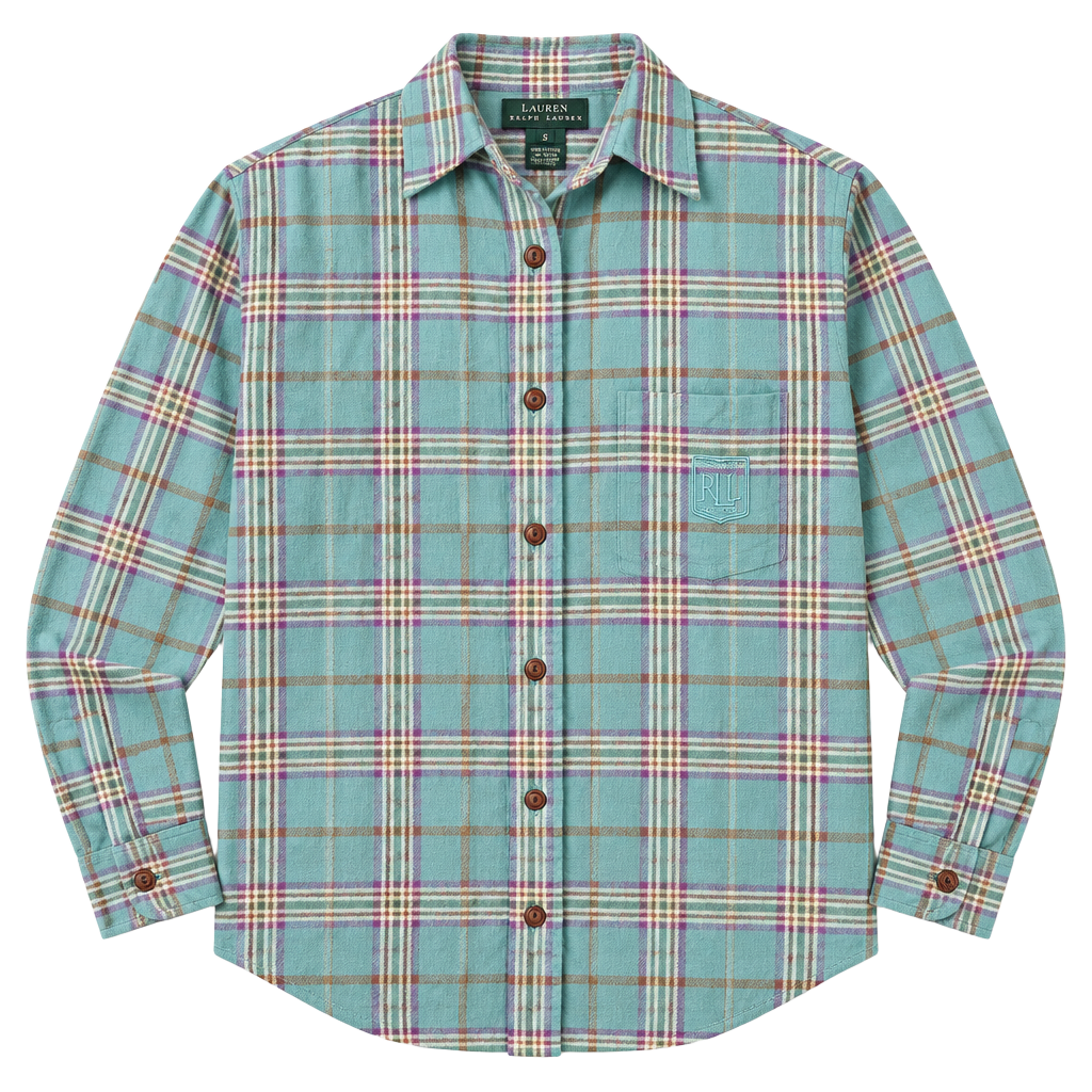 Lauren Ralph Lauren Plaid Flannel Shirt Size S Blue Cotton 1