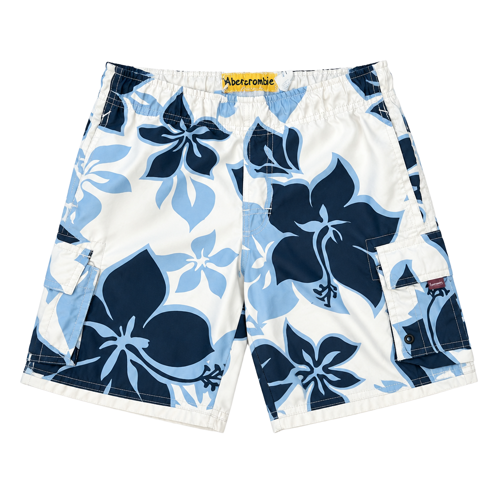 Abercrombie & Fitch Swim Shorts Size S Blue Floral Cargo Trunks 1