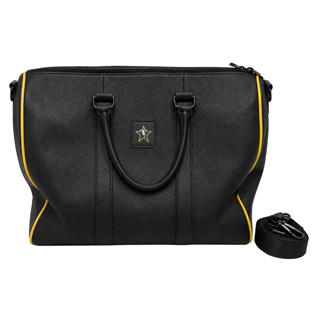 The Heyyman NBA All-Star 2023 Utah Leather Duffle Bag Black Yellow Carry On 1