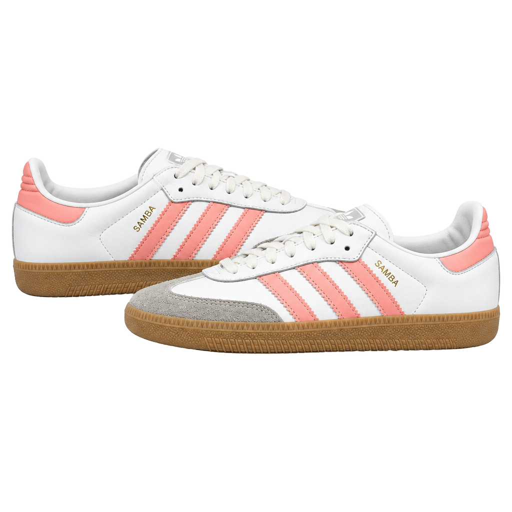 Kids Adidas Samba OG GS Size 3 White Pink Sneakers 1