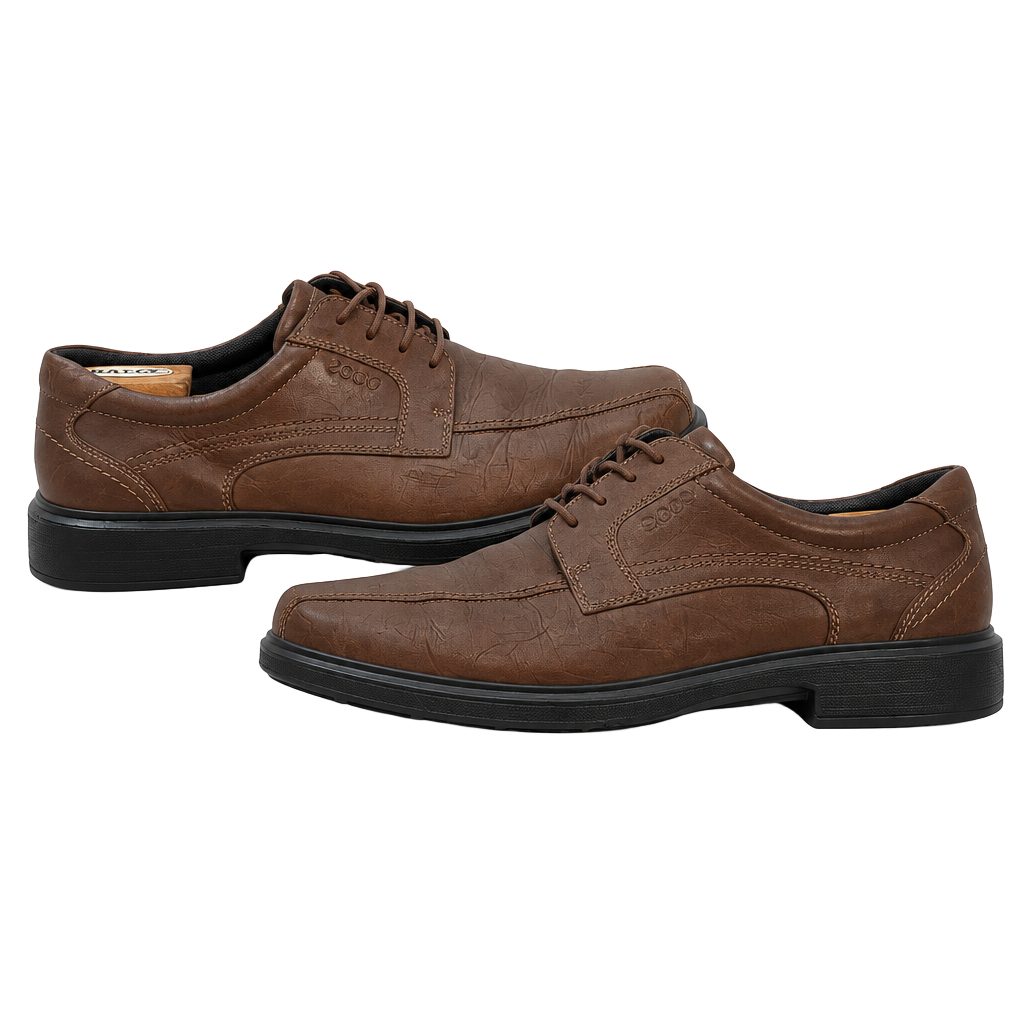 Ecco Helsinki Bike Toe Tie Size 44 Brown Leather Oxford Dress Shoes 1