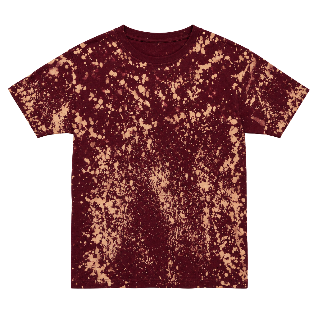 Gildan Heavy Cotton Maroon Bleach Splatter Acid Wash T-Shirt Youth Small 1