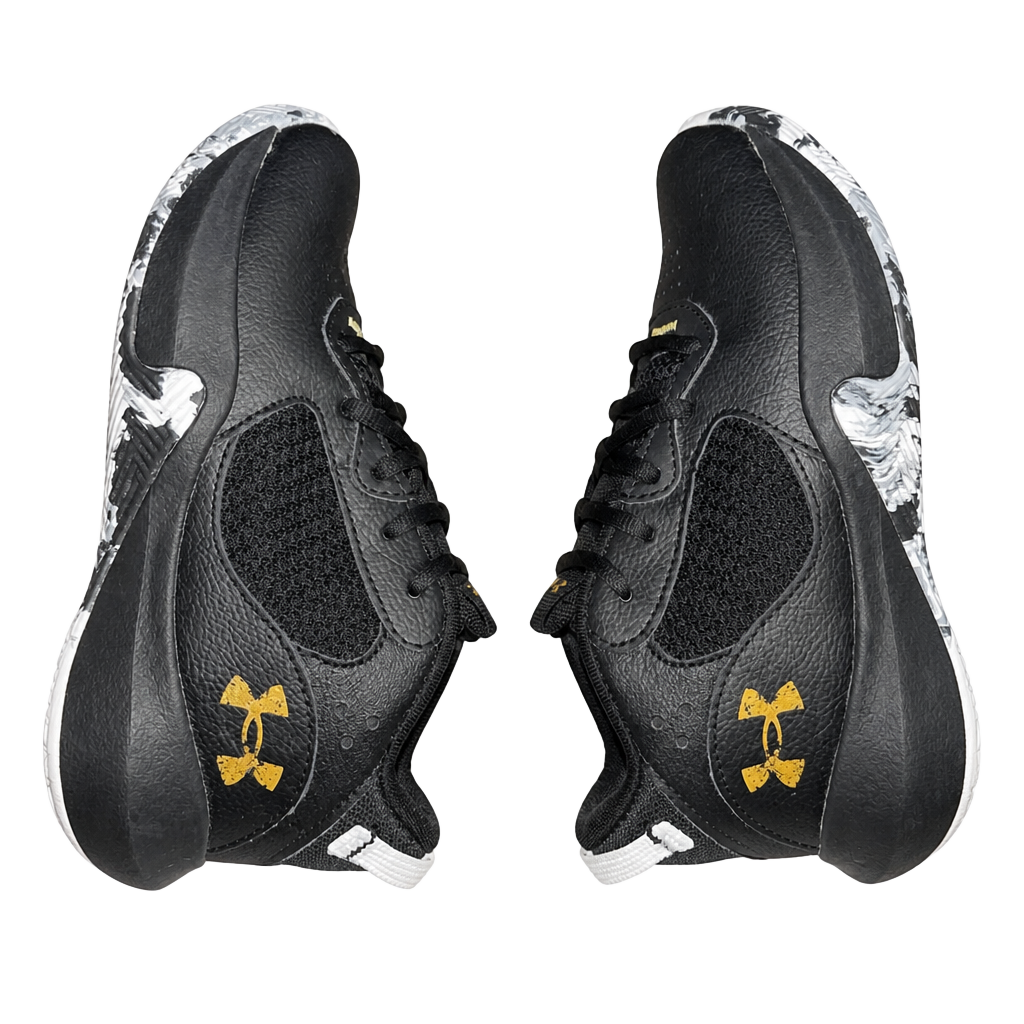 Under Armour Lockdown 6 Size 1Y Black Gold Basketball Shoes Sneakers 1