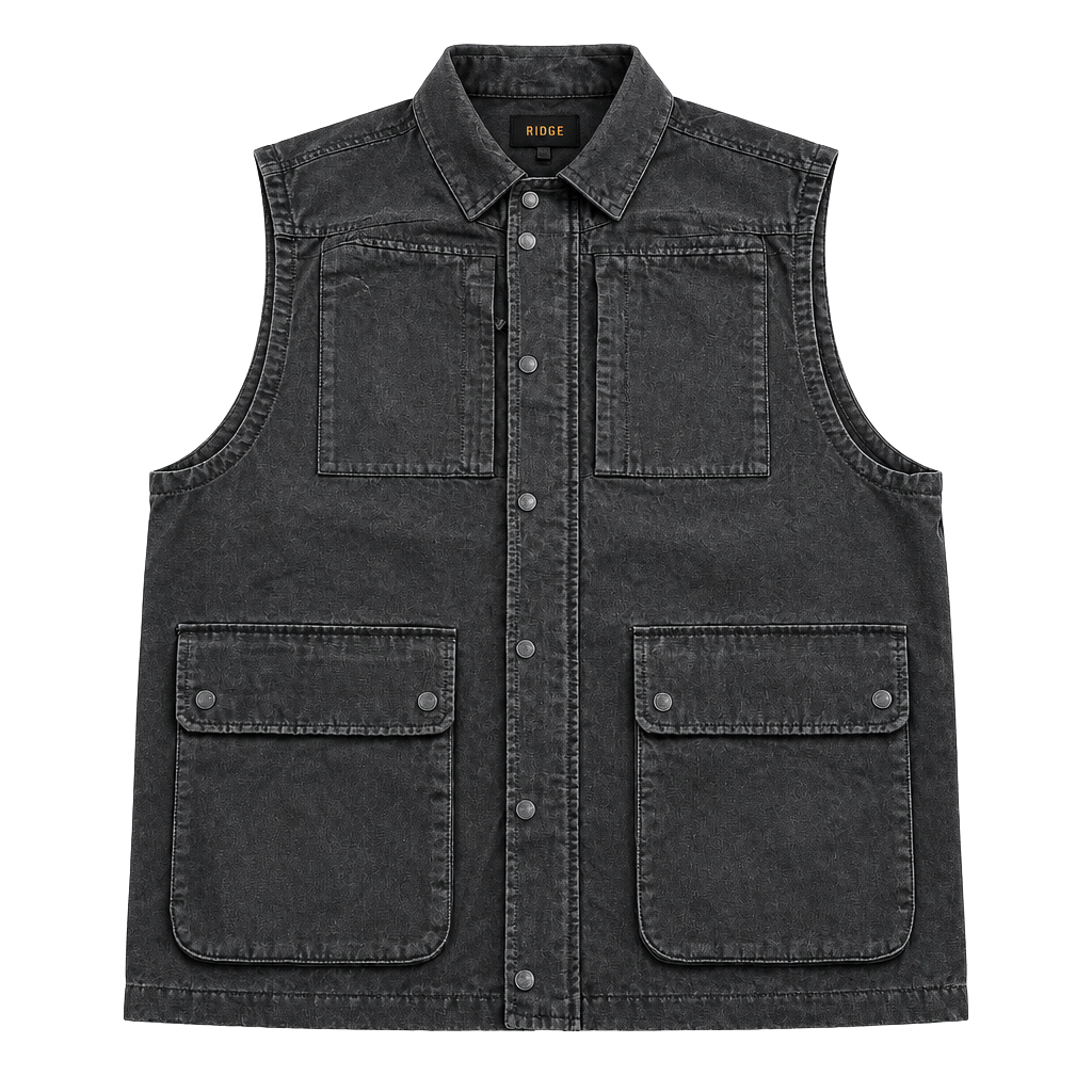 Ridgecut Heritage Vest Size XL Gray Canvas Utility Workwear 1
