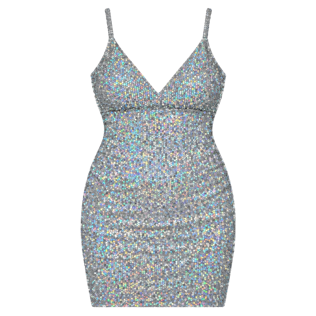 Lovely Day Metallic Holographic Sequin Mini Dress 1
