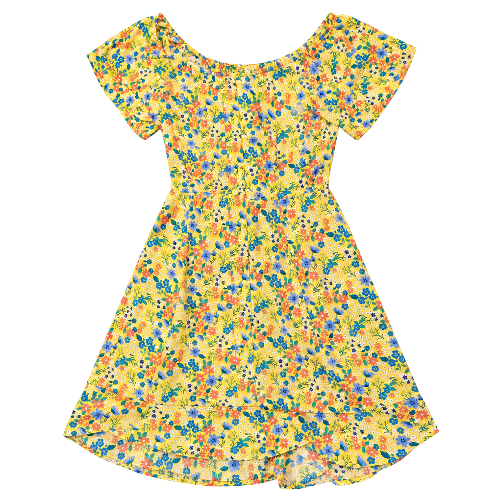 Sienna Sky dress Size XS Yellow Floral Puff Sleeve 1