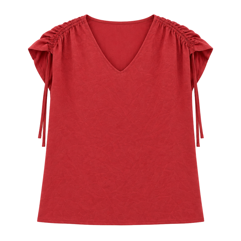 Ann Taylor Coral Blouse with Drawstring Shoulder- S 1