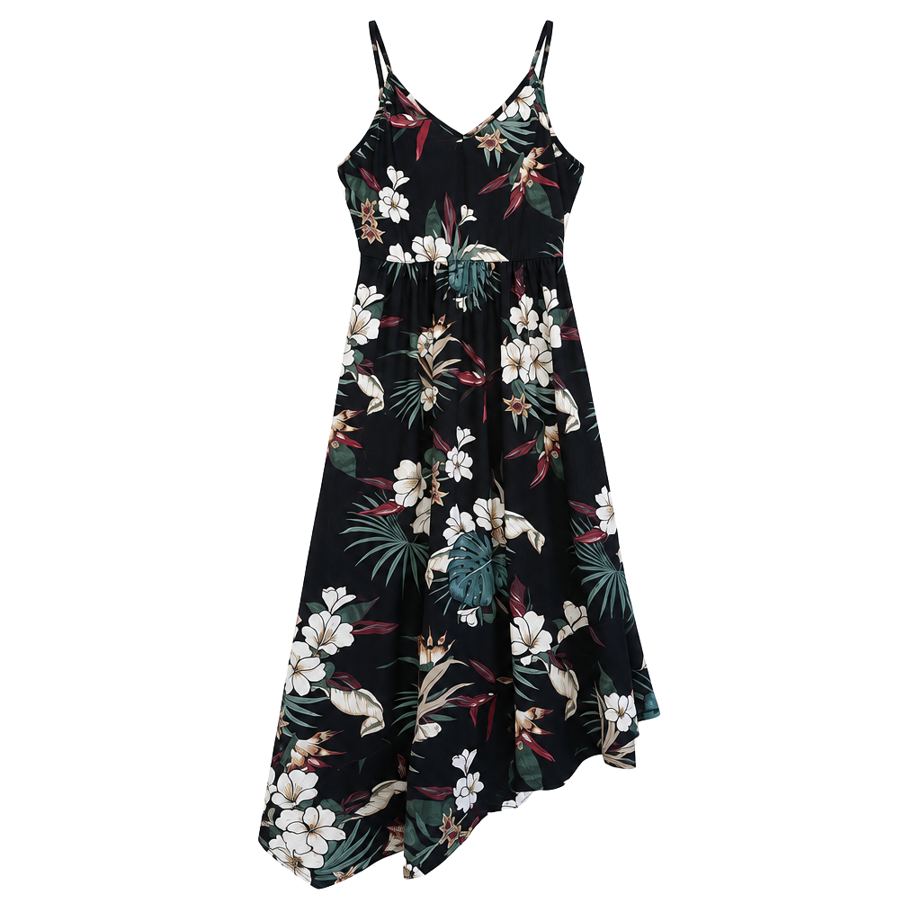 Tropical Theme Adjustable Strap Dress - S 1