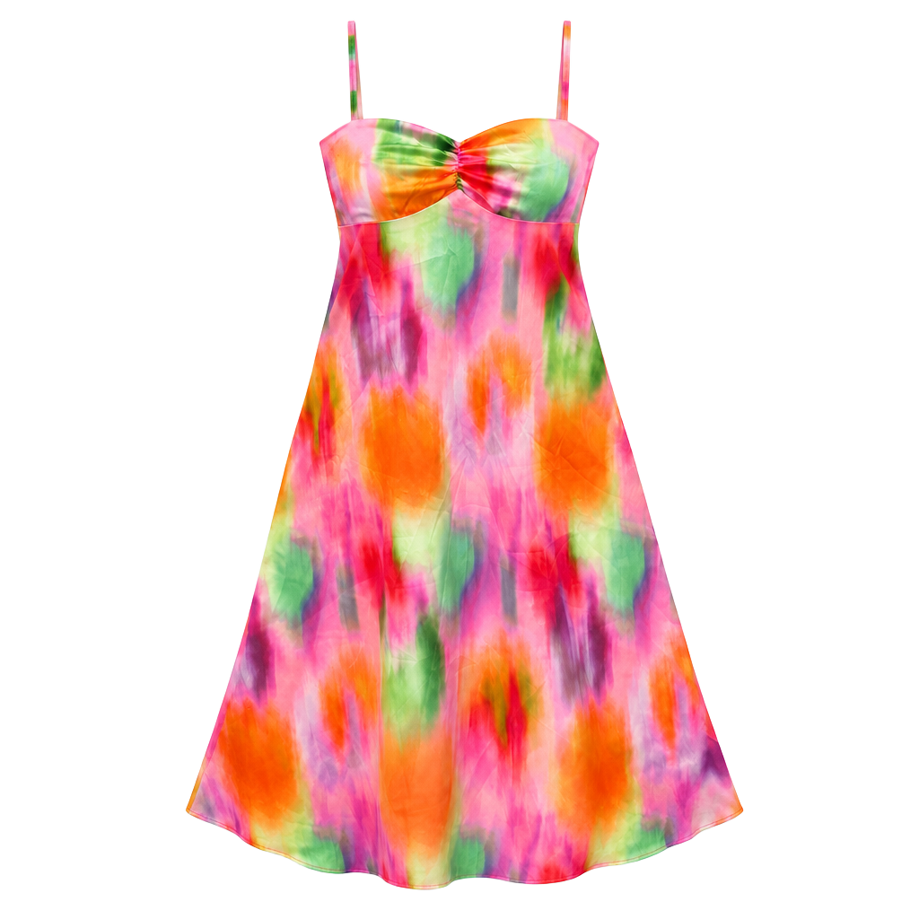 Missguided colorful watercolor ruched bust cami mini dress 1