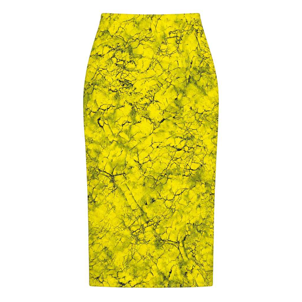 Topshop Midi Skirt Yellow Black Crackle Batik Print 1