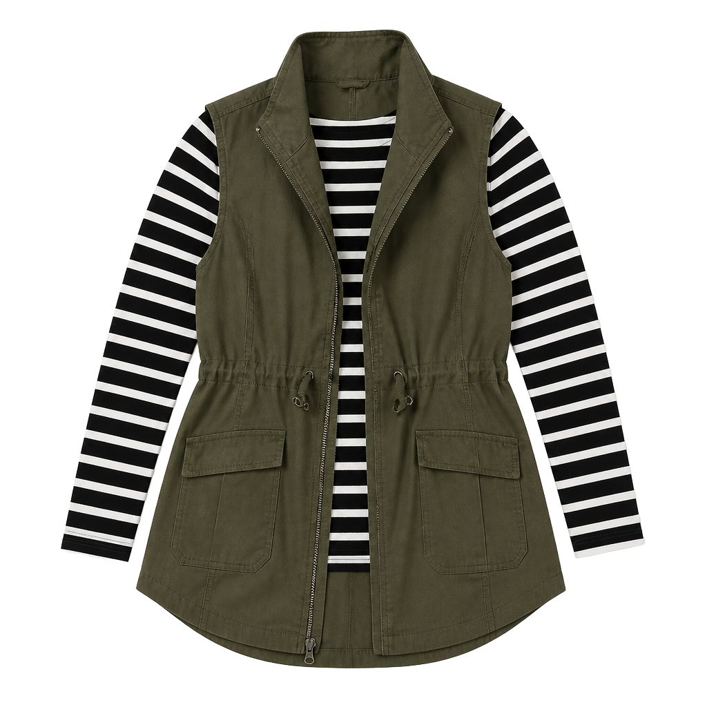 Charles River Apparel Women’s Olive Green Bristol Utility Vest with Hood 1