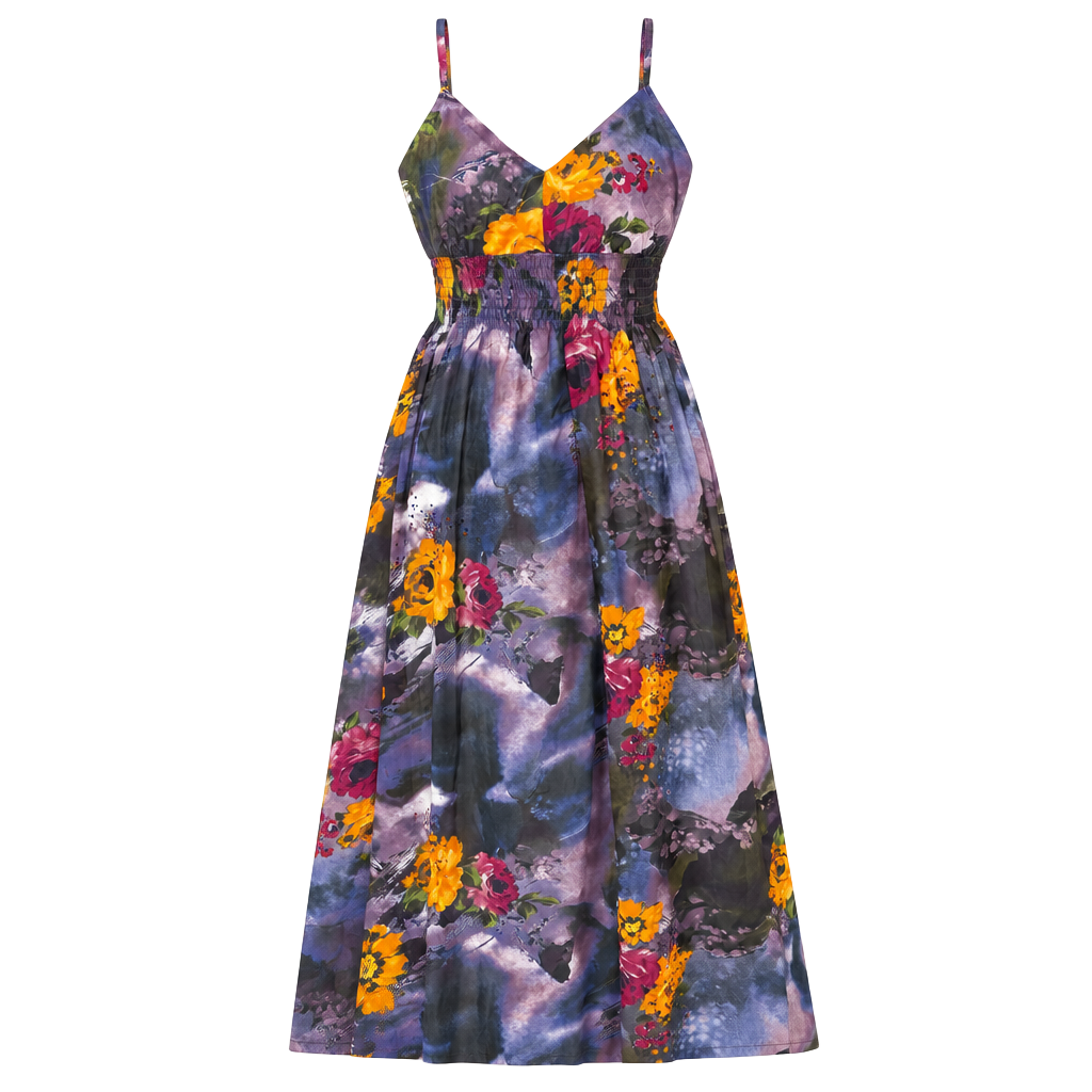 Choklate Watercolor Floral Rhinestone Y2K Maxi Dress 1