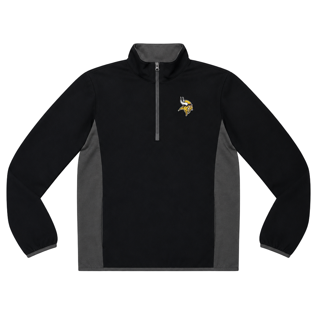NFL Team Apparel Minnesota Vikings 1/4 Zip Pullover Jacket Black XL 1