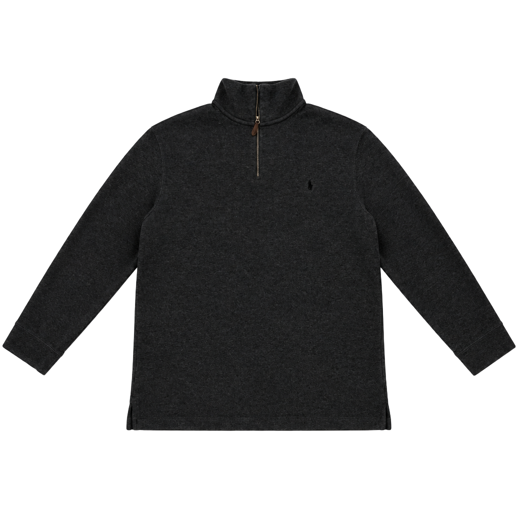 Polo By Ralph Lauren Quarter Zip Sweater Size L Charcoal Gray Cotton 1