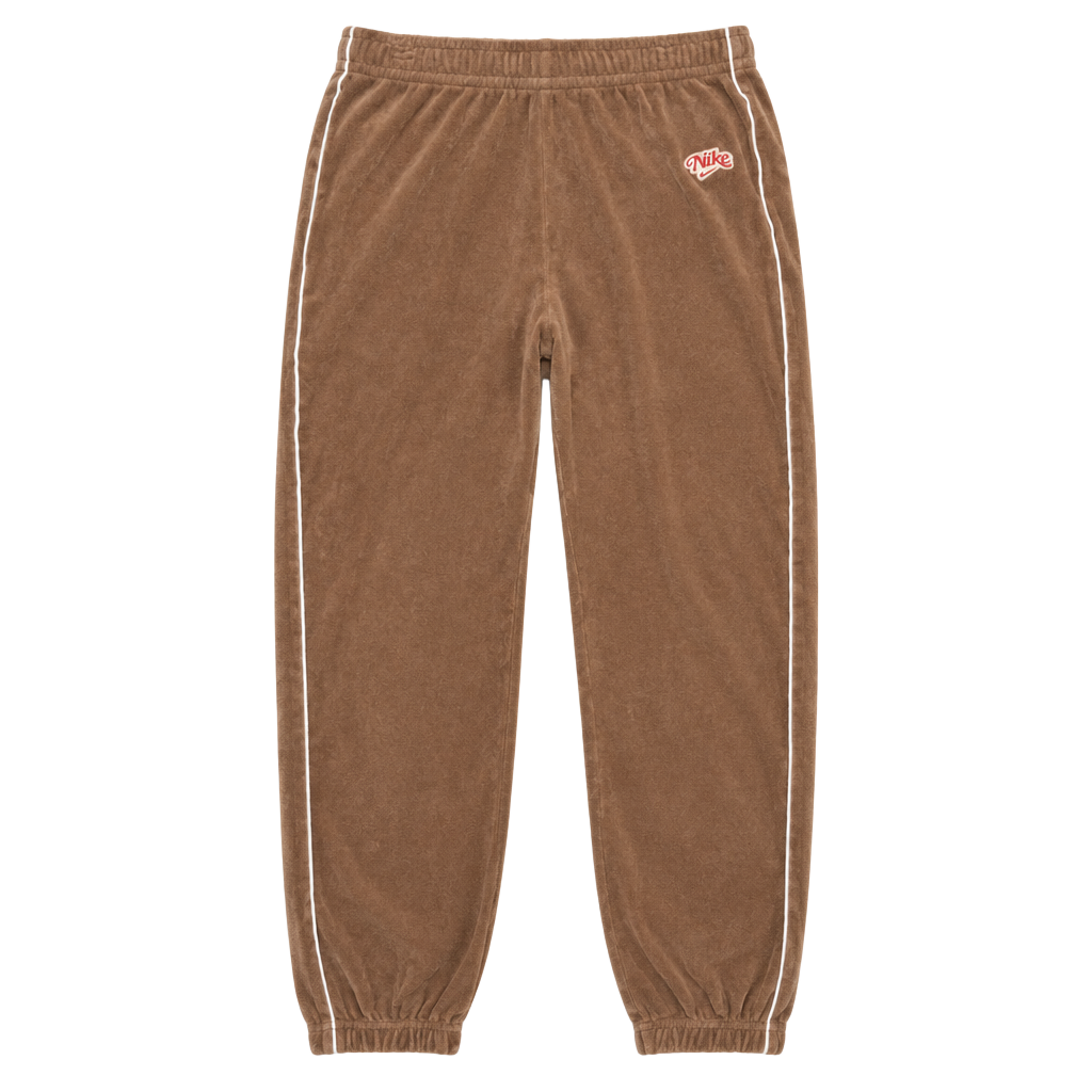 Nike Velour Sweatpants Size L Brown Retro Script Logo Joggers 1
