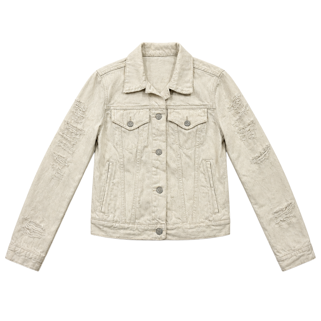 Denim & Supply Ralph Lauren Distressed Denim Jacket Size S White 1