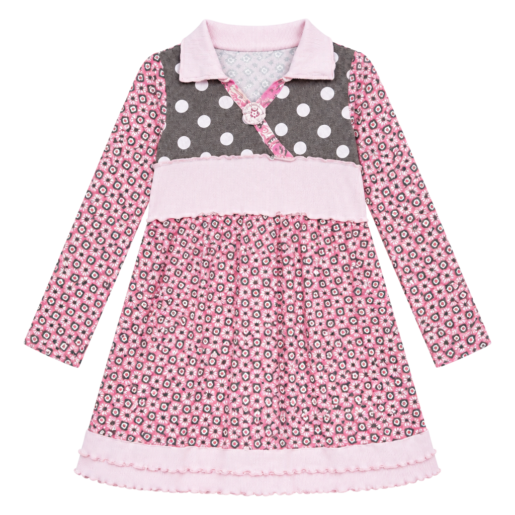 Naartjie Kids Dress Pink Geometric Print Long Sleeve Dress 1