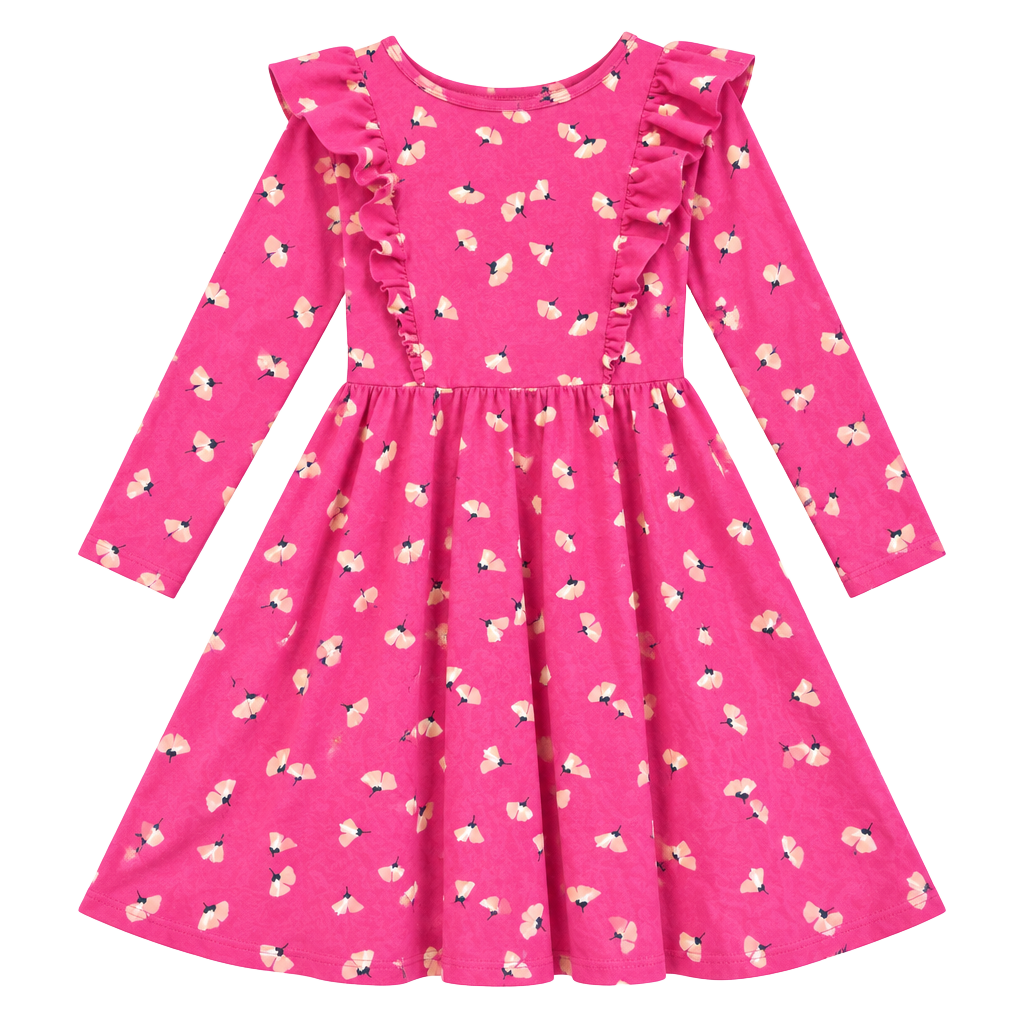 Tea Pink Floral Long Sleeve Skater Dress 1