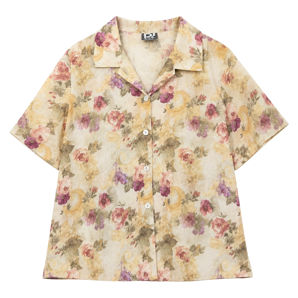 Vintage DJ & Co. by Dawn Joy Sheer Floral Button-Up Blouse 1