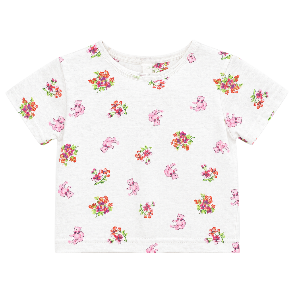 Vintage American Weekend Floral Teddy Bear Short Sleeve Top 1