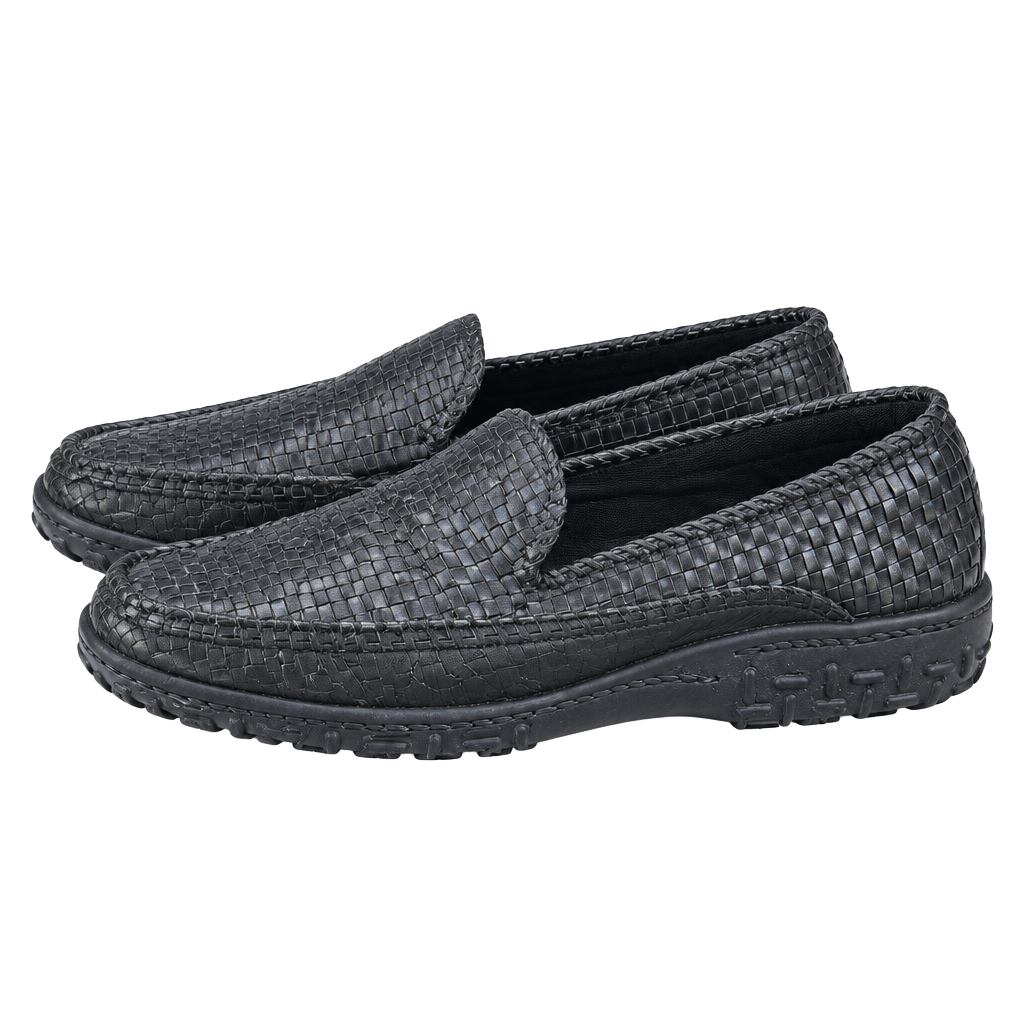 Vintage Cole Haan Black Woven Leather Loafers 1